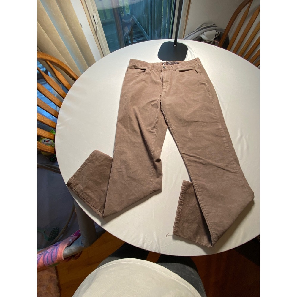 Black Brown 1826 Mens Tan Brown Straight Leg Corduroy Pants 34x32 Stretch